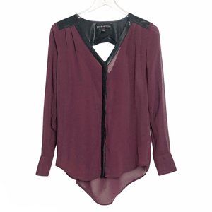 Rock & Republic | Faux Leather Trim Chiffon Blouse
